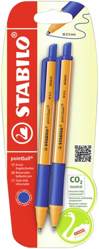 Balpen Stabilo Pointball blauw pak/2
