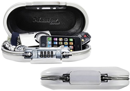 Draagbare kluis Master Lock Safe space met combinatieslot en kabel wit-2