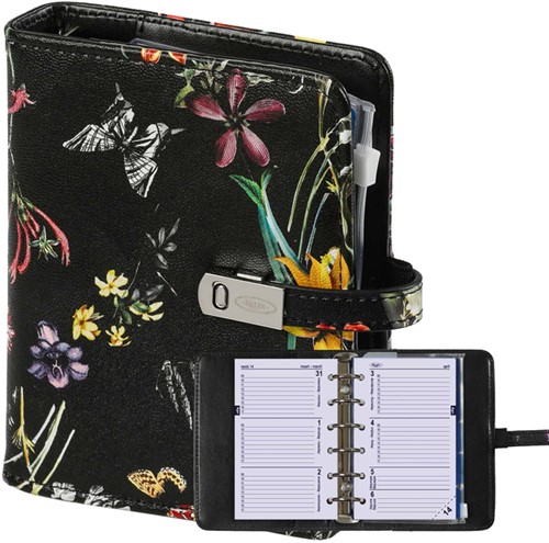 Organizer Kalpa Pocket inclusief agenda 2026-2027 7dagen/2pagina's bloemenzee zwart