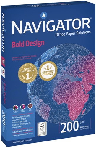 Kopieerpapier Navigator Bold Design A4 200gr wit 150vel