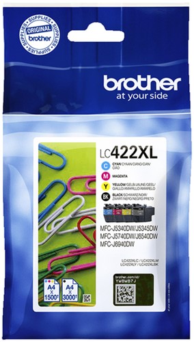 Inktcartridge Brother LC-422XL Value pack 1x zwart/3x kleur