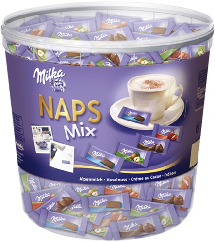 Chocolade Milka Naps Mixbox (ca 207st) silo 1kg