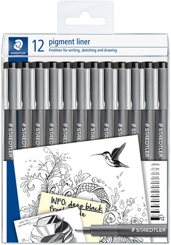 Fineliner Staedtler Pigment 308 zwart pk/12