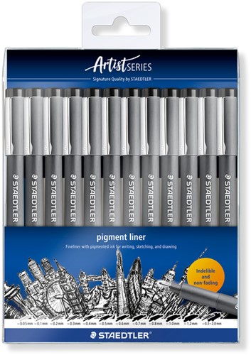Fineliner Staedtler Pigment 308 zwart pk/12