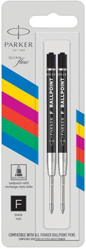 Balpenvulling Parker Eco zwart fijn pk/2