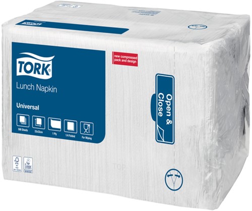 Servet Tork 509300 Lunch 1laags 33x33cm wit doos/500