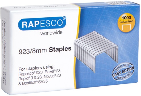 Nietjes 923/8mm (23 Type) Rapesco Galvanised Staples (Pack 1000)