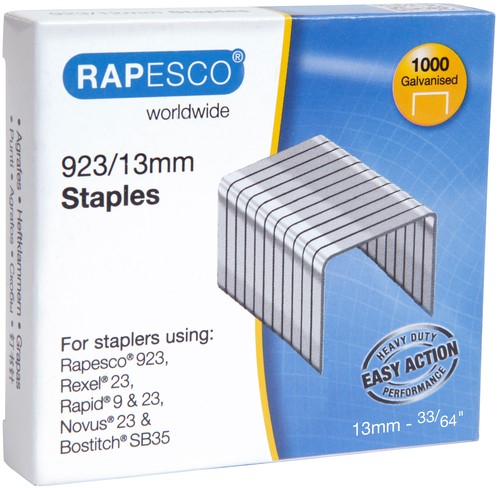 Nietjes 923/13mm (23 Type) Rapesco Galvanised Staples (Pack 1000)