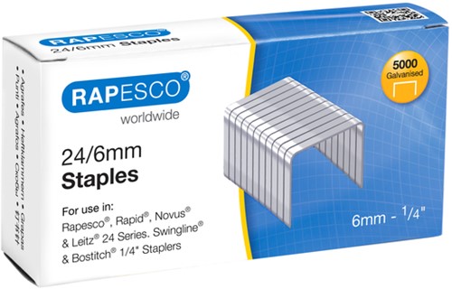 Nietjes 24/6 Rapesco (22/6) Galvanised Staples (Pack 5000)