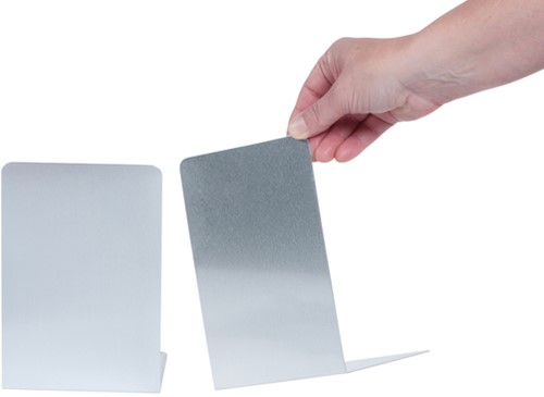 Boekensteun MAUL aluminium 12x12x17.5cm set/2 zilver-3
