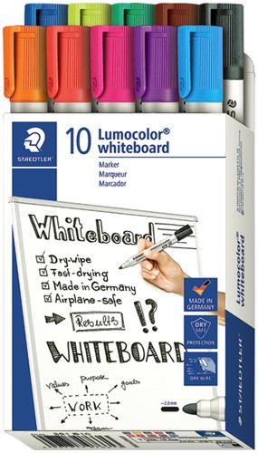 Viltstift Staedtler Lumocolor 351 whiteboard set à 10 stuks assorti