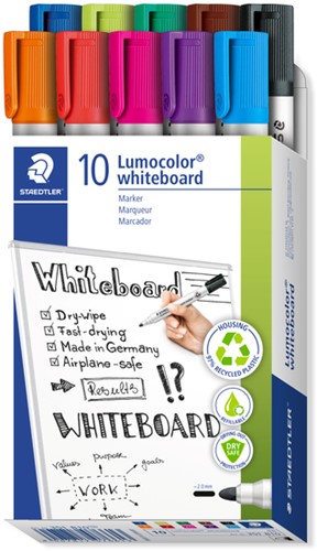 Viltstift Staedtler Lumocolor 351 whiteboard set à 10 stuks assorti