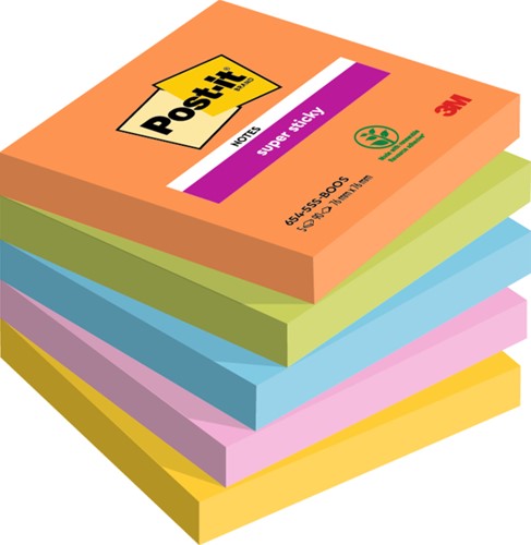 Post-it memoblokje  76X 76mm 654-5SS-BOOS Super Sticky boos pk/5