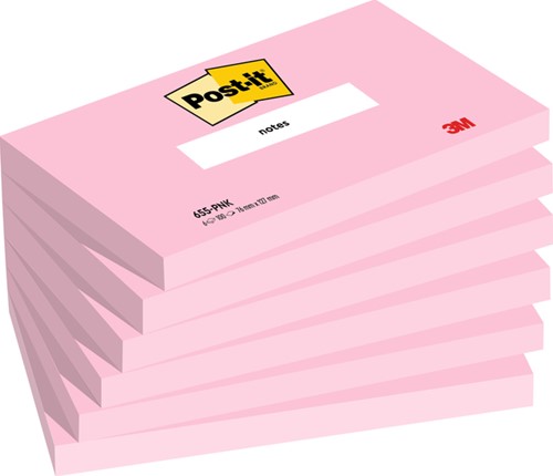Post-it memoblokje  76X127mm 655-PNK roze gelijnd pk/6