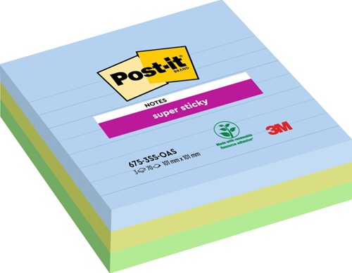 Post-it memoblokje 101X101mm 675-3 Super Sticky OAS