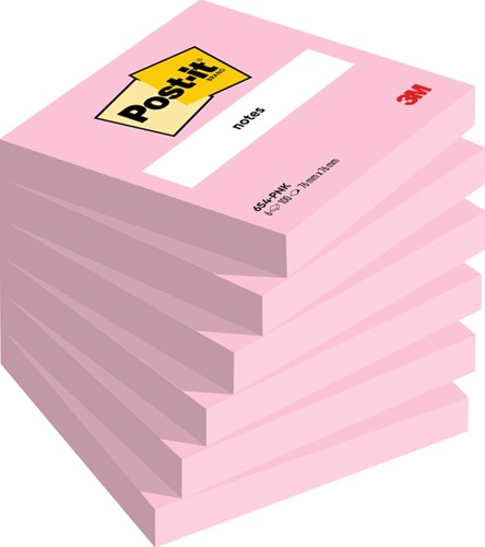 Post-it memoblokje  76X 76mm 654-PNK roze pak/6
