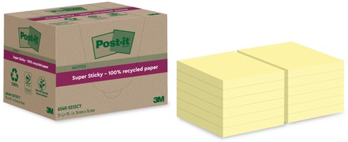 Post-it memoblokje  76x 76mm 654 RSS12CY  geel pk/12