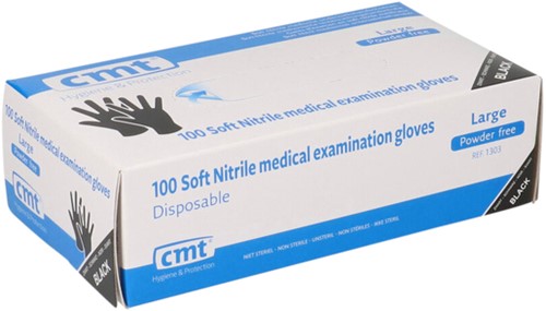 Handschoen CMT L soft nitril zwart