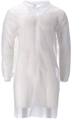 Bezoekersjas CMT XL non-woven drukknopen 104cm lang PP wit