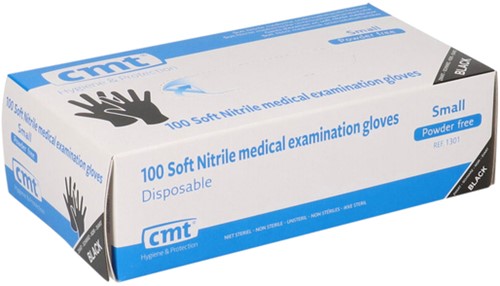 Handschoen CMT S soft nitril zwart