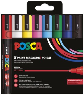 Verfstift Posca PC5M set à 8 kleuren