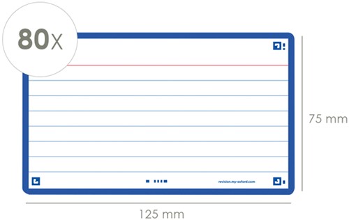 Flashcard Oxford 2.0 75x125mm 80vel 250gr lijn blauw-2