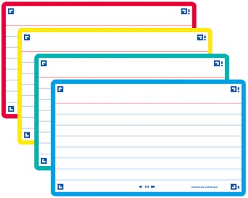 Flashcard Oxford 2.0 75x125mm 80vel 250gr lijn assorti