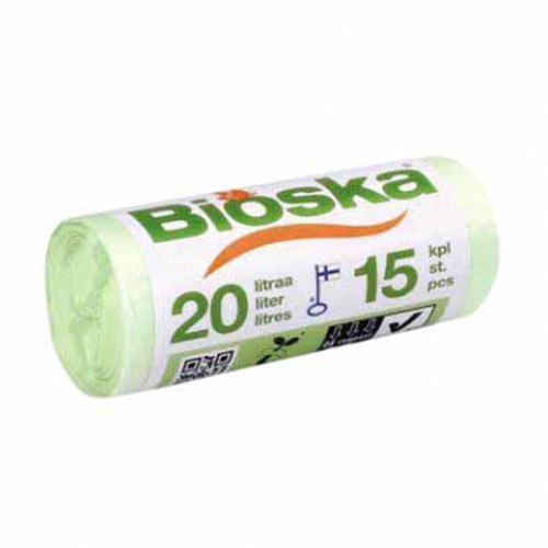 Afvalzak bio Bioska 42x50cm 17My 20ltr 15/rol