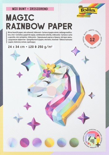 Regenboogpapier en karton Folia 24x34cm 120gr en 250gr 12 vel 6 tinten
