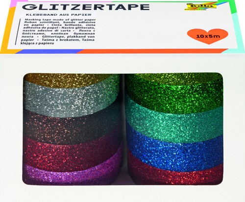 Tape Folia glitter 5mx15mm assorti pk/10