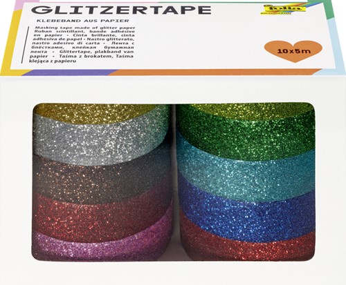Tape Folia glitter 5mx15mm assorti pk/10