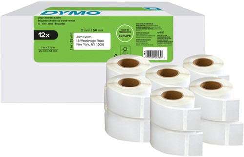 Etiket Dymo  25x54mm adres 2177563 wit 12x1000stuks-2