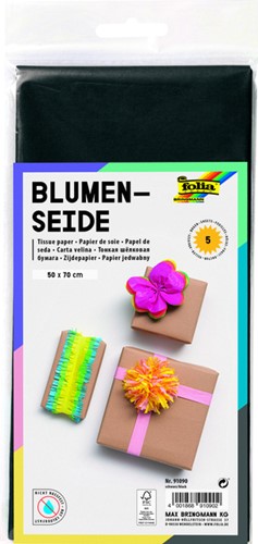 Zijdevloeipapier Folia 50x70cm 20gr NR90 zwart pk/5