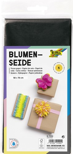 Zijdevloeipapier Folia 50x70cm 20gr NR90 zwart pk/5