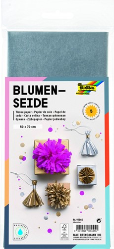 Zijdevloeipapier Folia 50x70cm 20gr NR66 zilver pk/5