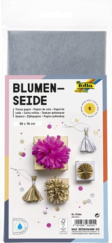Zijdevloeipapier Folia 50x70cm 20gr NR66 zilver pk/5