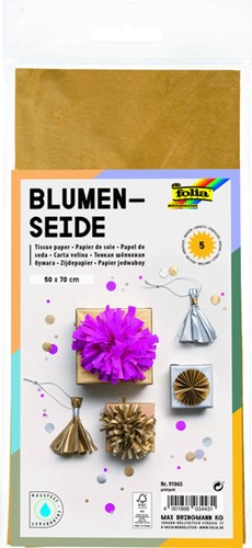 Zijdevloeipapier Folia 50x70cm 20gr NR65 goud pk/5