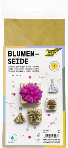 Zijdevloeipapier Folia 50x70cm 20gr NR65 goud pk/5