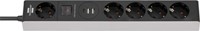 Stekkerdoos Brennenstuhl 5-voudig 1+2 USB 1,5m C Power Delivery grijs/zwart