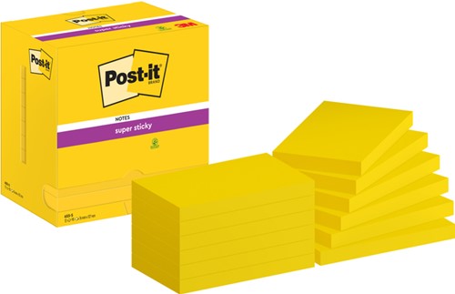 Post-it memoblokje  76x127mm 655-S Super Sticky neongeel pak/12