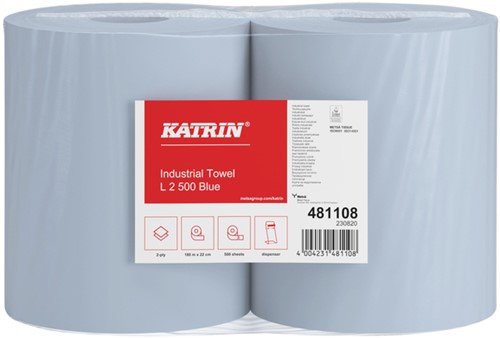 Poetsrol Katrin Classic 481108 verlijmd 2laags 360x220mm 2x500vel blauw