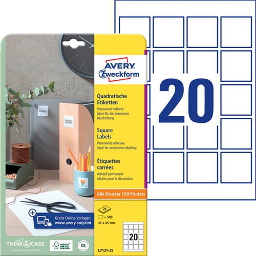 Etiket Avery Zweckform L7121-25 QR code 45x45mm opaak 400stuks-2