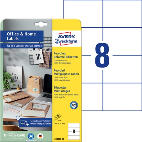 Etiket A4 105x 74mm LR3427-10 recycled pk/80-2