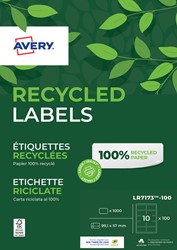 Etiket A4 99.1x57mm  Avery LR7173-100 recycled wit pk/1000