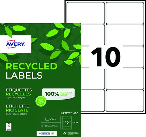 Etiket A4 99.1x57mm  Avery LR7173-100 recycled wit pk/1000-2