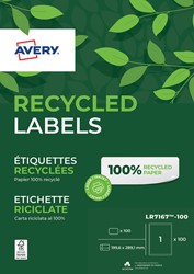Etiket A4 199.6x289.1mmAvery LR7167-100 recycled wit pk/100