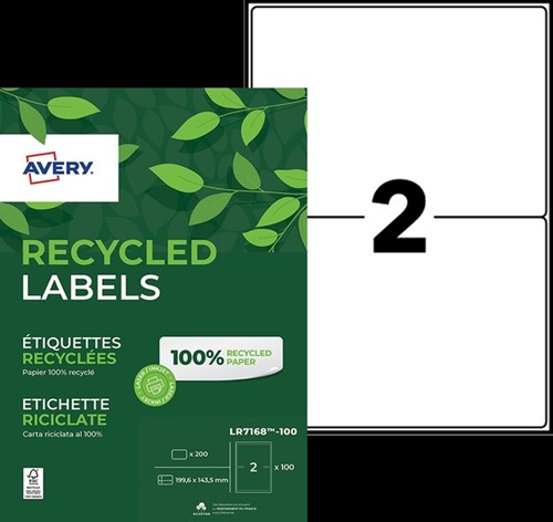 Etiket A4 199.6x143.5mm Avery LR7168-100 recycled wit pk/200-2