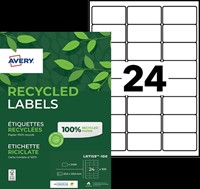 Etiket A4 33.9x63.5mm Avery LR7159-100 recycled wit pk/2400-2