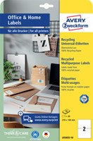 Etiket A4 210x148mm Avery Zweckform LR3655-10 recycled wit pk/20