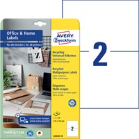 Etiket A4 210x148mm Avery Zweckform LR3655-10 recycled wit pk/20-2